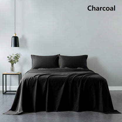 Royal Comfort 100% Cotton Vintage Sheet Set And 2 Duck Feather Down Pillows Set - King - Charcoal-Home &amp; Garden &gt; Bedding-PEROZ Accessories