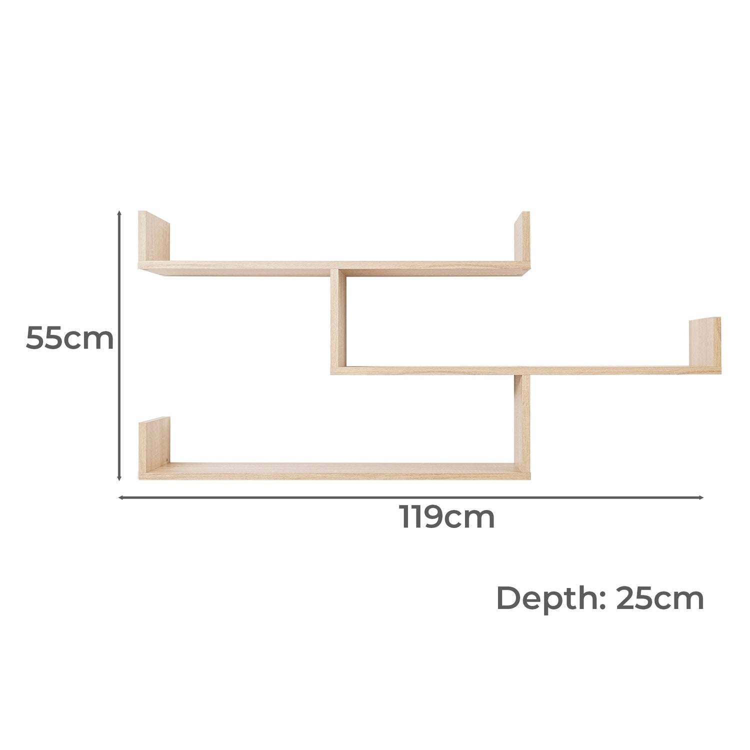 ZURICH MULTI LEVEL SHELF KIT (OAK)-Furniture &gt; Living Room-PEROZ Accessories