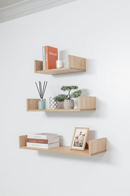 OSLO THREE PIECE SHELF KIT (OAK)-Furniture &gt; Living Room-PEROZ Accessories