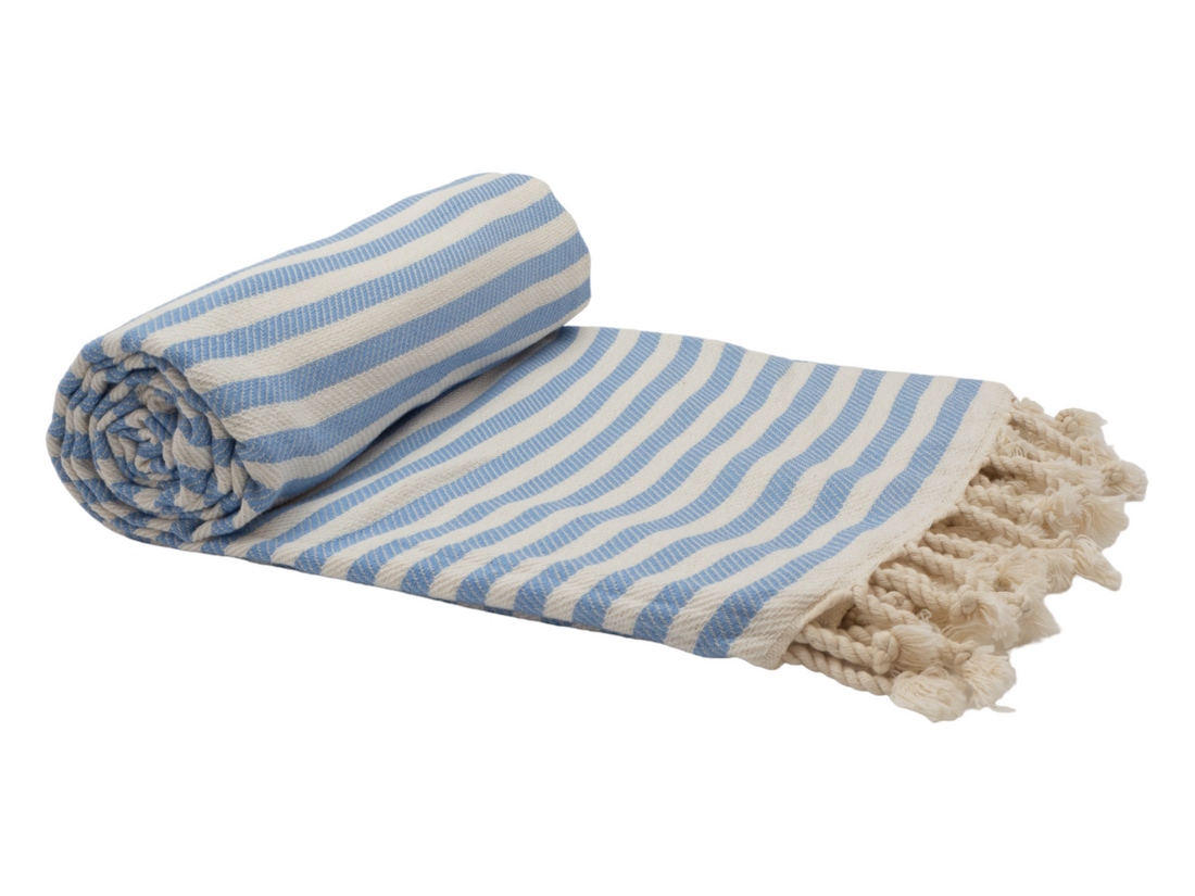PORTSEA TURKISH COTTON TOWEL - SKY BLUE-Outdoor &gt; Picnic-PEROZ Accessories