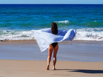 PORTSEA TURKISH COTTON TOWEL - SKY BLUE-Outdoor &gt; Picnic-PEROZ Accessories