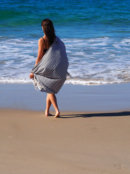 PORTSEA TURKISH COTTON TOWEL - MIDNIGHT-Outdoor &gt; Picnic-PEROZ Accessories