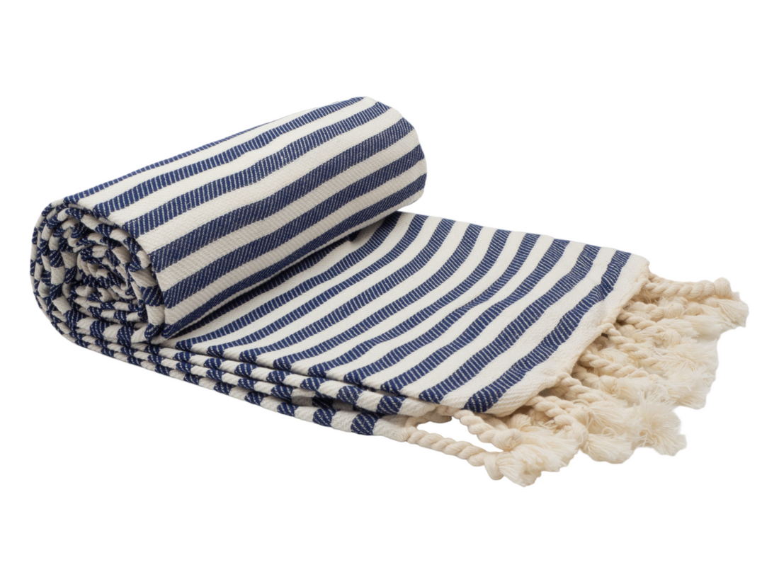 PORTSEA TURKISH COTTON TOWEL - NAVY-Outdoor &gt; Picnic-PEROZ Accessories