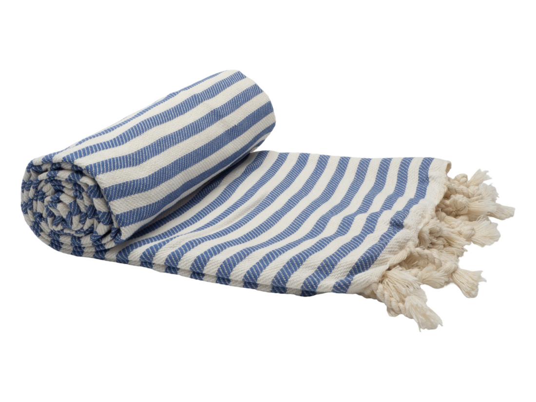 PORTSEA TURKISH COTTON TOWEL - DENIM-Outdoor &gt; Picnic-PEROZ Accessories