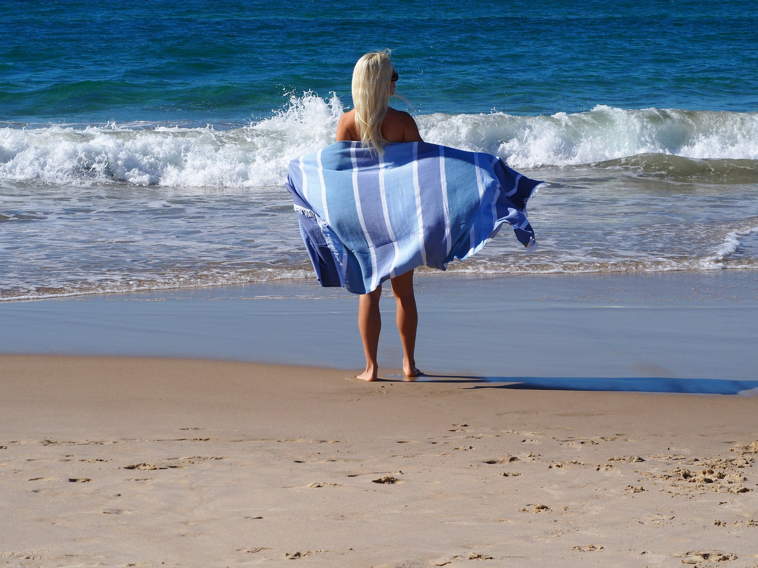 SORRENTO TURKISH COTTON TOWEL - SKY-Outdoor &gt; Picnic-PEROZ Accessories
