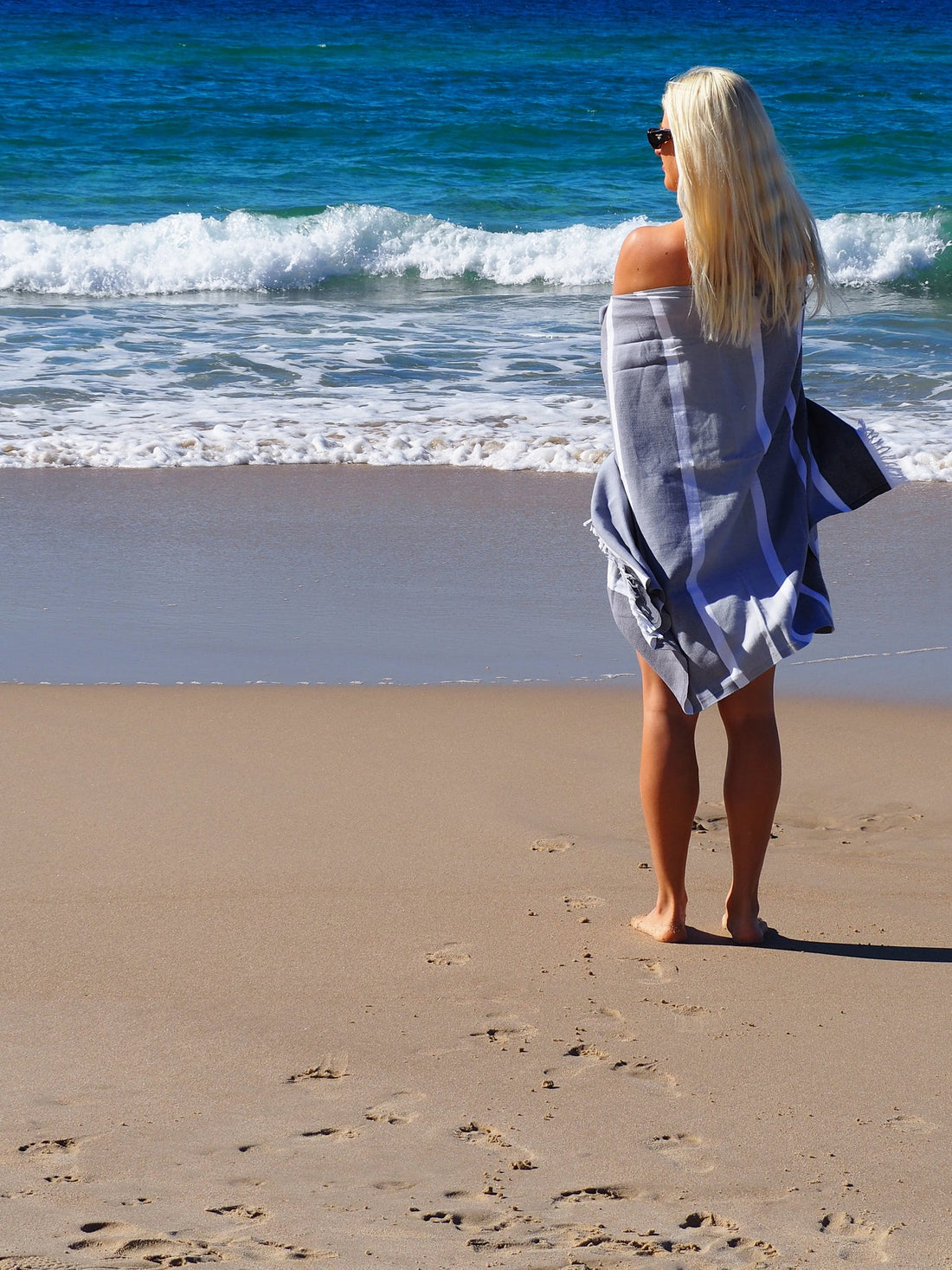 SORRENTO TURKISH COTTON TOWEL - MONOCHROME-Outdoor &gt; Picnic-PEROZ Accessories