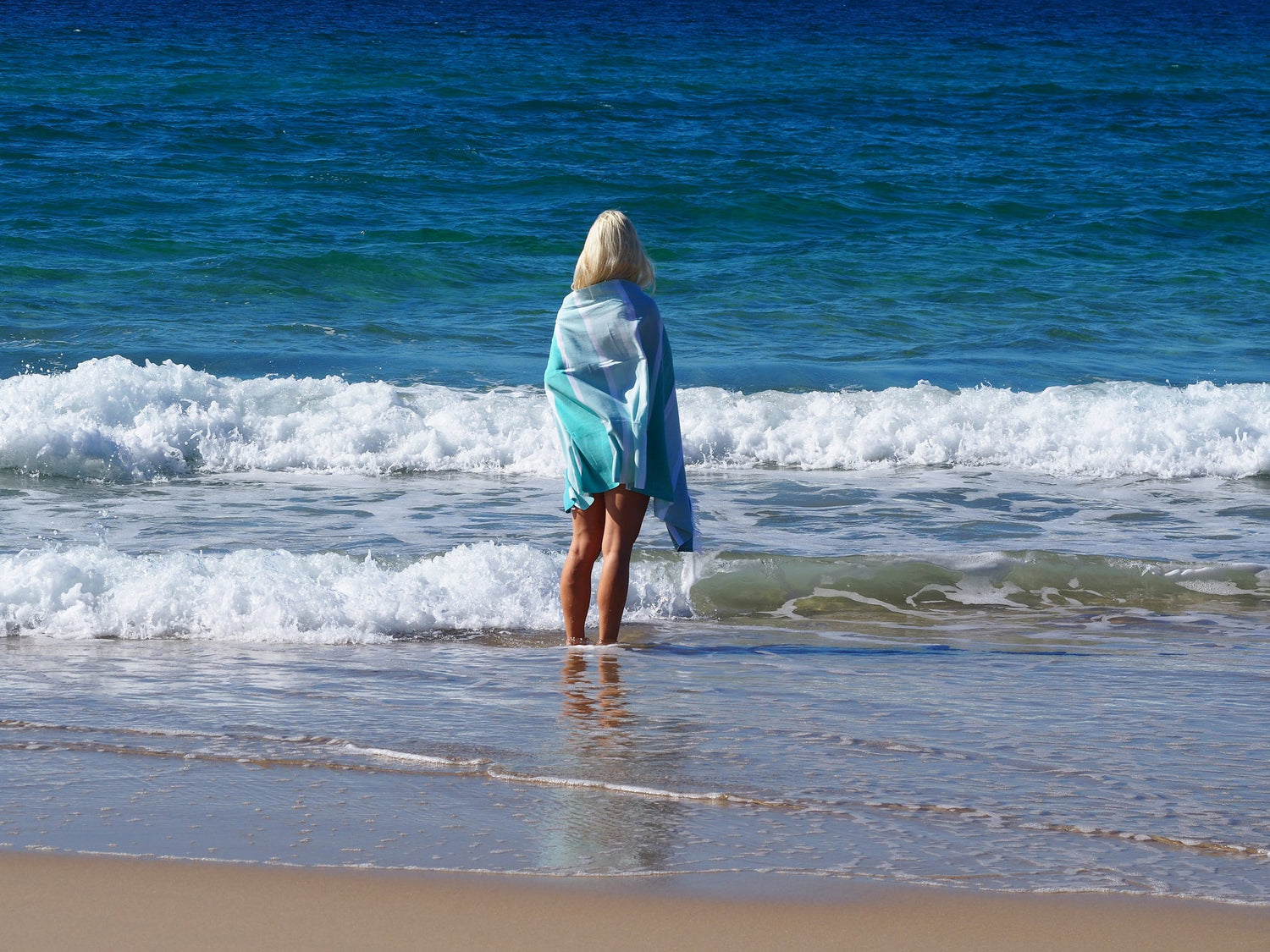 SORRENTO TURKISH COTTON TOWEL - OCEAN-Outdoor &gt; Picnic-PEROZ Accessories