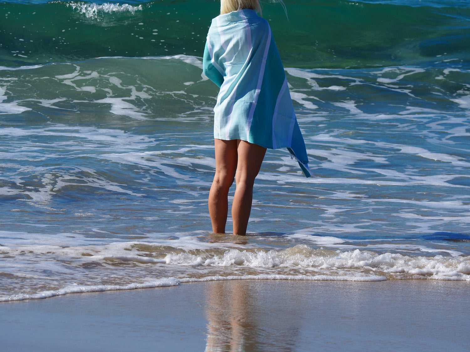 SORRENTO TURKISH COTTON TOWEL - OCEAN-Outdoor &gt; Picnic-PEROZ Accessories