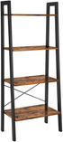 Rustic brown and black steel Metal Frame 4 Tier bookshelf-Bookcases & Shelves-PEROZ Accessories