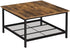 Robust Coffee Table Steel Frame and Mesh Storage Shelf, Rustic Brown and Black-Furniture > Living Room-PEROZ Accessories