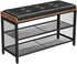Shoe Bench with Mesh Shelf and Faux Leather Vintage Brown Black 80 x 30 x 48 cm-Furniture > Living Room-PEROZ Accessories