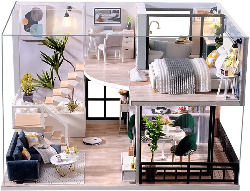 Dollhouse Miniature with Furniture Kit Plus Dust Proof and Music Movement - Cozy time-Gift &amp; Novelty &gt; Fashion-PEROZ Accessories