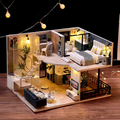 Dollhouse Miniature with Furniture Kit Plus Dust Proof and Music Movement - Cozy time-Gift &amp; Novelty &gt; Fashion-PEROZ Accessories
