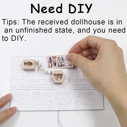 Dollhouse Miniature with Furniture Kit Plus Dust Proof and Music Movement - Cat Coffee (Valentine&