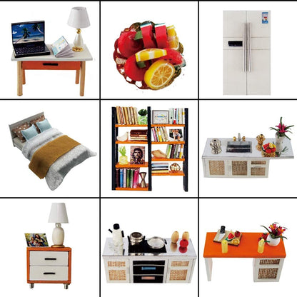 Dollhouse Miniature with Furniture Kit Plus Dust Proof and Music Movement - M9 (1:24 Scale Creative Room Idea)-Gift &amp; Novelty &gt; Games-PEROZ Accessories