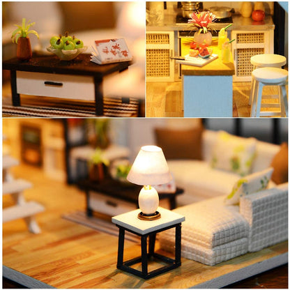 Dollhouse Miniature with Furniture Kit Plus Dust Proof and Music Movement - M9 (1:24 Scale Creative Room Idea)-Gift &amp; Novelty &gt; Games-PEROZ Accessories