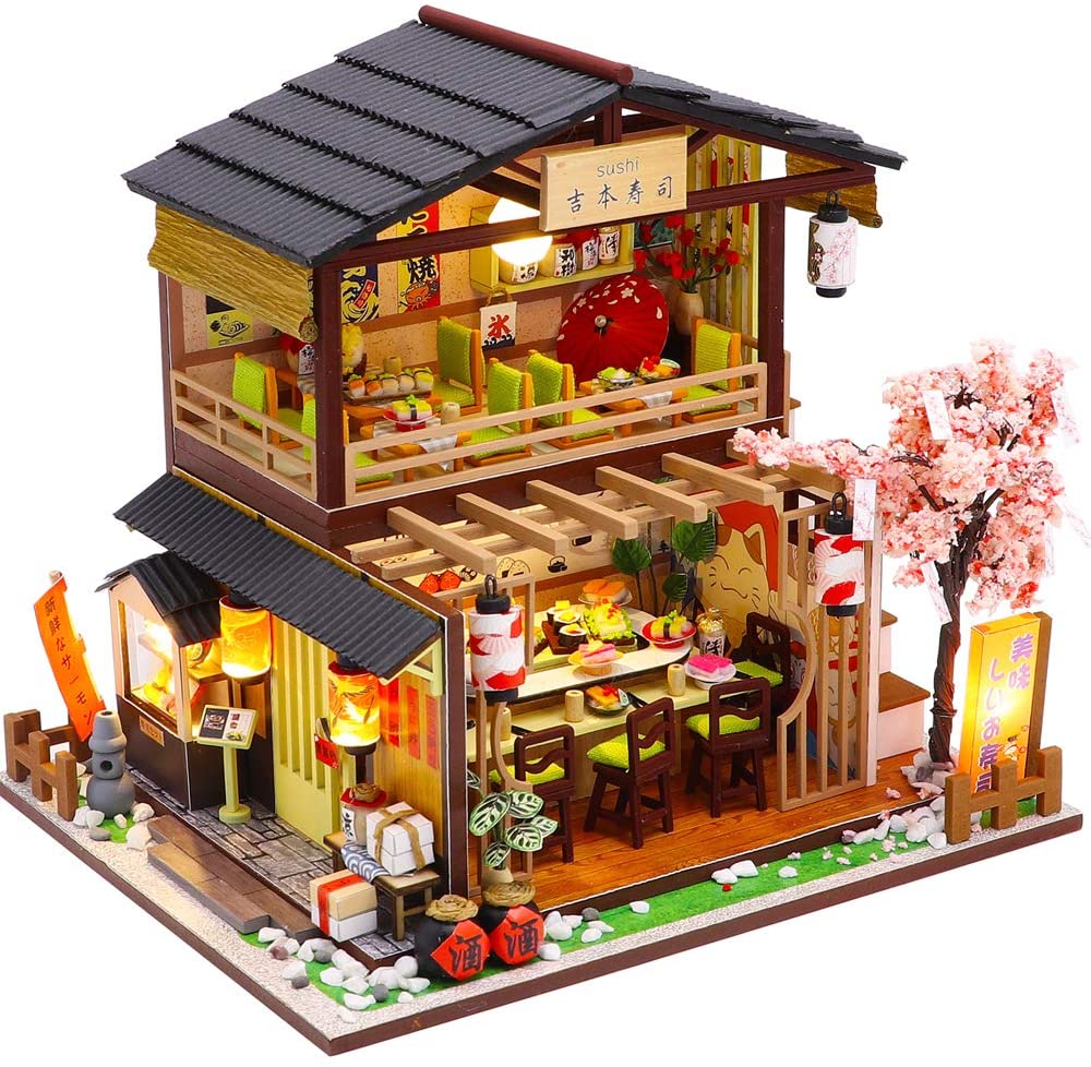 Dollhouse Miniature with Furniture Kit Plus Dust Proof and Music Movement - Asia (1:24 Scale Creative Room Idea)-Gift &amp; Novelty &gt; Games-PEROZ Accessories