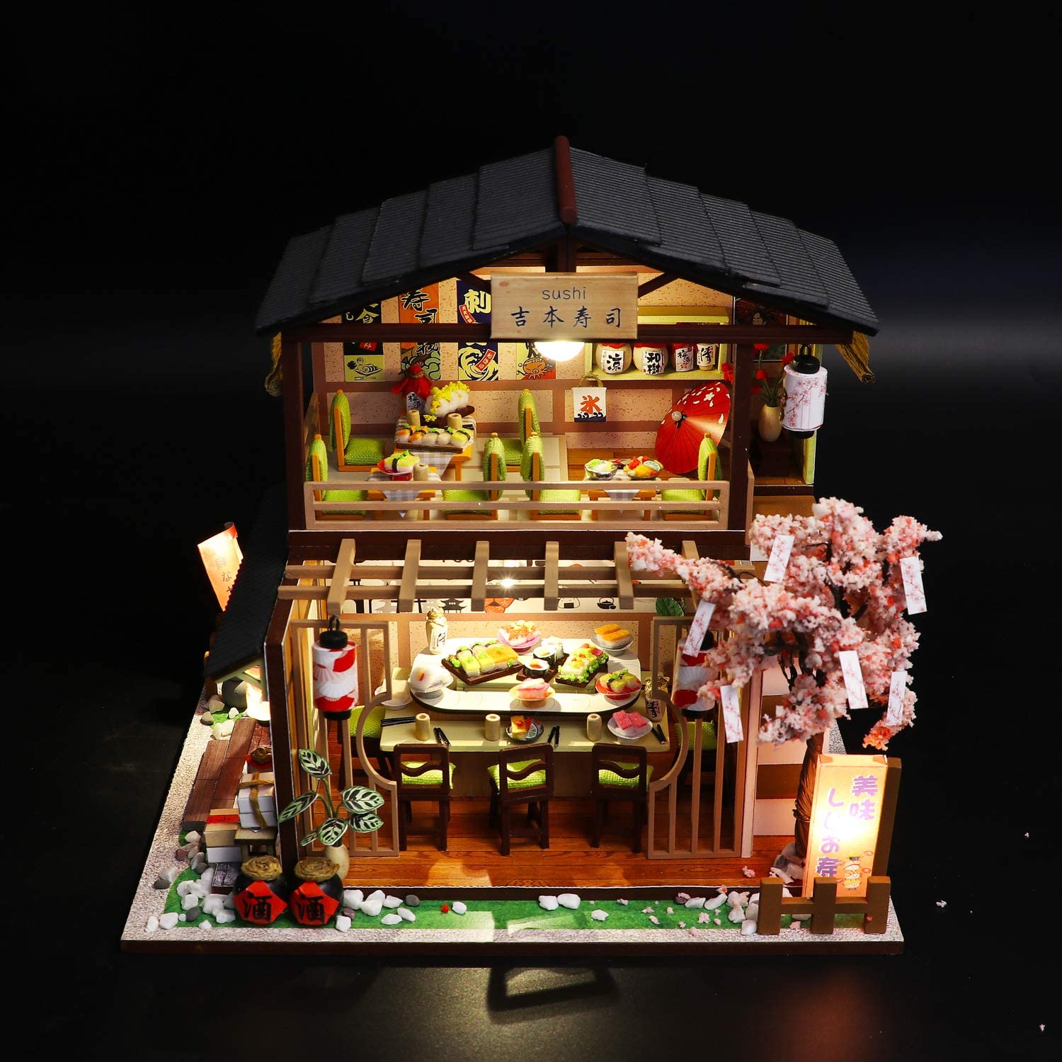 Dollhouse Miniature with Furniture Kit Plus Dust Proof and Music Movement - Asia (1:24 Scale Creative Room Idea)-Gift &amp; Novelty &gt; Games-PEROZ Accessories