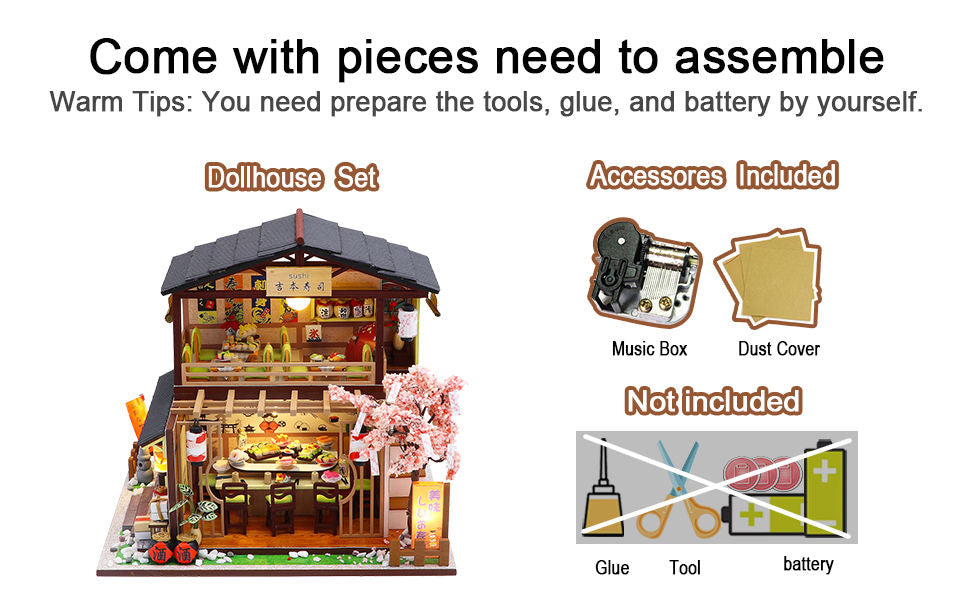 Dollhouse Miniature with Furniture Kit Plus Dust Proof and Music Movement - Asia (1:24 Scale Creative Room Idea)-Gift &amp; Novelty &gt; Games-PEROZ Accessories