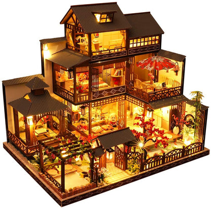 Dollhouse Miniature with Furniture Kit Plus Dust Proof and Music Movement - Giant Asia (1:24 Scale Creative Room Idea)-Gift &amp; Novelty &gt; Games-PEROZ Accessories