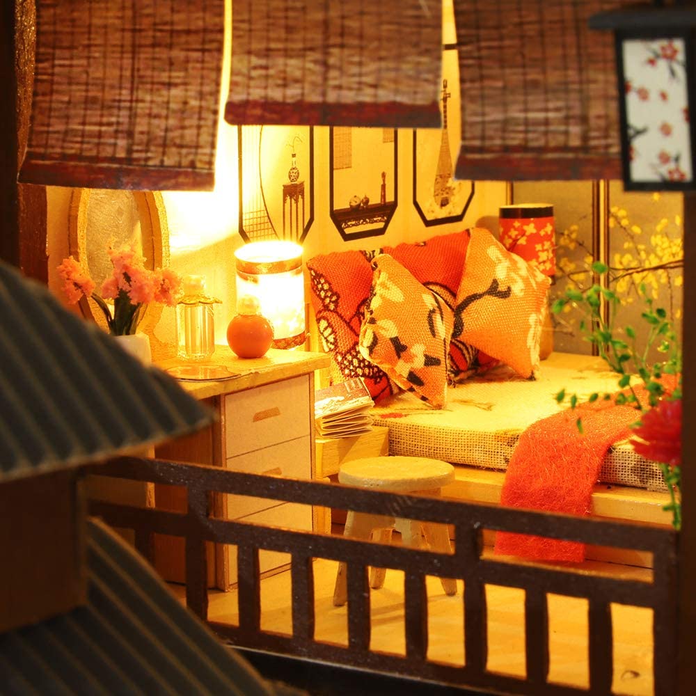 Dollhouse Miniature with Furniture Kit Plus Dust Proof and Music Movement - Giant Asia (1:24 Scale Creative Room Idea)-Gift &amp; Novelty &gt; Games-PEROZ Accessories