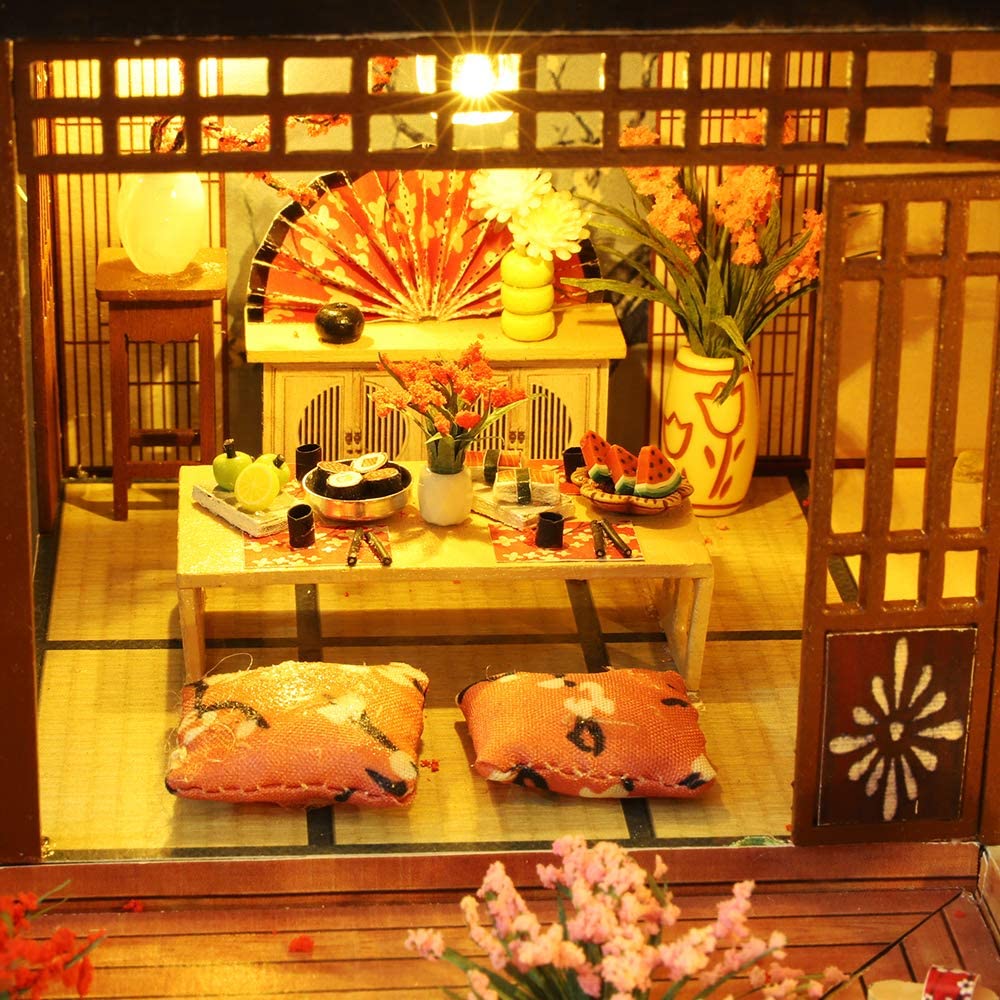 Dollhouse Miniature with Furniture Kit Plus Dust Proof and Music Movement - Giant Asia (1:24 Scale Creative Room Idea)-Gift &amp; Novelty &gt; Games-PEROZ Accessories