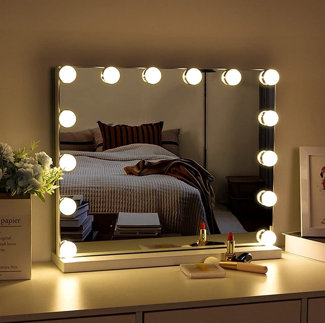 Hollywood Vanity Style LED Makeup Lights Mirror with 3 Color Modes Lights with 10 Dimmable Bulbs (Mirror Not Include)-Makeup Mirrors-PEROZ Accessories