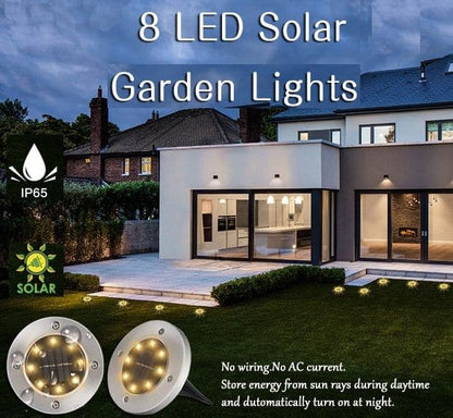 8 Pack LED Solar Pathway Lights Outdoor Solar Ground Lights (Warm White)-Home &amp; Garden &gt; Garden Lights-PEROZ Accessories