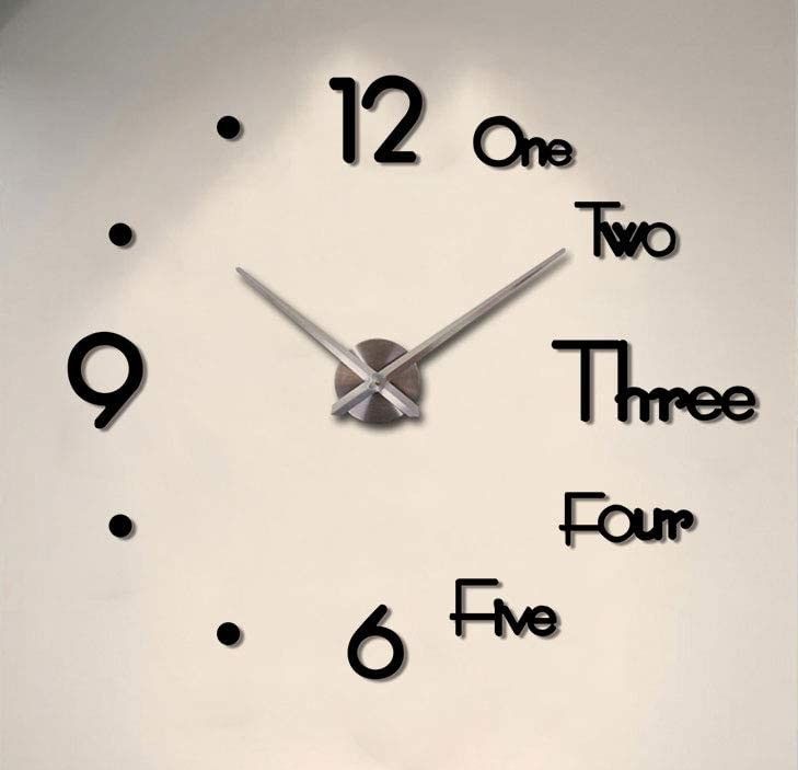 DIY Wall Clock Modern Frameless Large 3D Wall Watch Giant Roman Numerals for Home Living Room and Bedroom (Small)-Wall Clocks-PEROZ Accessories
