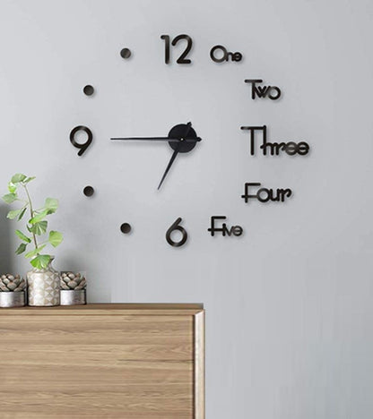 DIY Wall Clock Modern Frameless Large 3D Wall Watch Giant Roman Numerals for Home Living Room and Bedroom (Small)-Wall Clocks-PEROZ Accessories