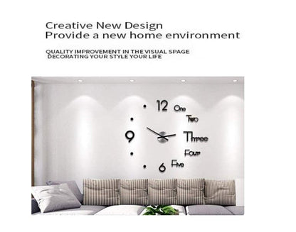 DIY Wall Clock Modern Frameless Large 3D Wall Watch Giant Roman Numerals for Home Living Room and Bedroom (Small)-Wall Clocks-PEROZ Accessories
