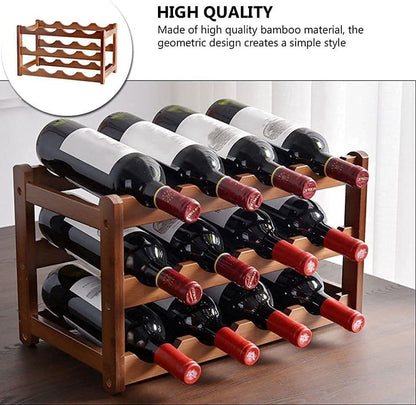 3-layer Bamboo Wine Storage Rack (12 bottles)-Home &amp; Garden &gt; Storage-PEROZ Accessories