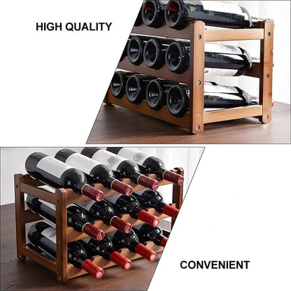 3-layer Bamboo Wine Storage Rack (12 bottles)-Home &amp; Garden &gt; Storage-PEROZ Accessories