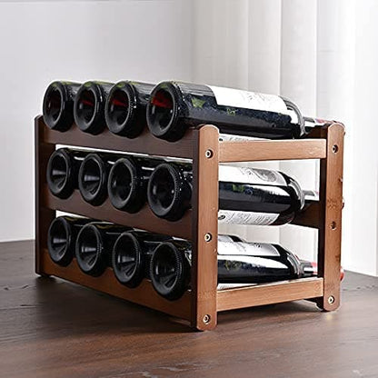 3-layer Bamboo Wine Storage Rack (12 bottles)-Home &amp; Garden &gt; Storage-PEROZ Accessories