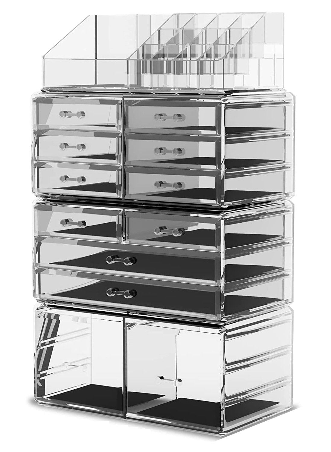 Makeup Cosmetic Organizer Storage with 12 Drawers Display Boxes (Clear)-Health &amp; Beauty &gt; Cosmetic Storage-PEROZ Accessories
