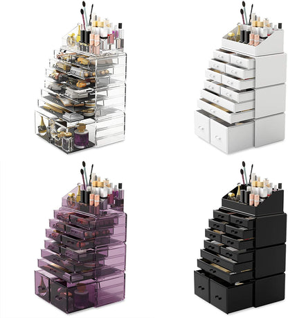 Makeup Cosmetic Organizer Storage with 12 Drawers Display Boxes (Clear)-Health &amp; Beauty &gt; Cosmetic Storage-PEROZ Accessories