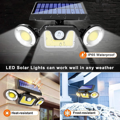 Outdoor Solar Lights with 3 Adjustable Head for Porch Garden Patio-Home &amp; Garden &gt; Garden Lights-PEROZ Accessories