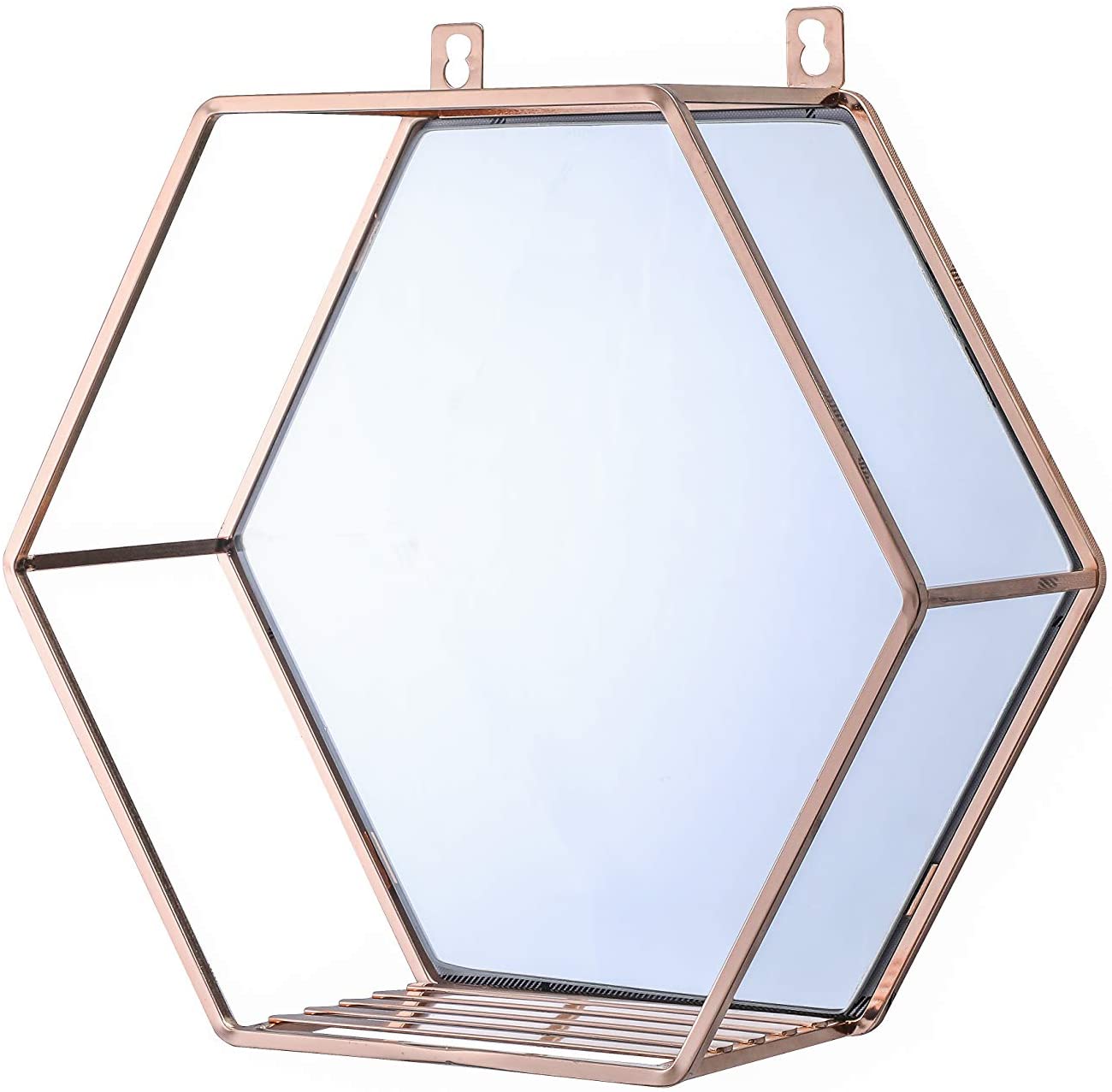 Hexagon Hanging Mirror for Home Decoration (Rose Gold Color)-Health &amp; Beauty &gt; Makeup Mirrors-PEROZ Accessories