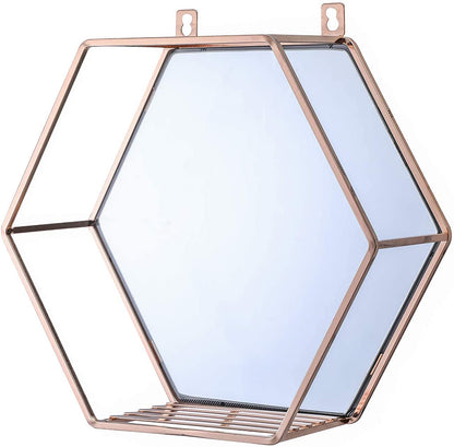 Hexagon Hanging Mirror for Home Decoration (Rose Gold Color)-Health &amp; Beauty &gt; Makeup Mirrors-PEROZ Accessories