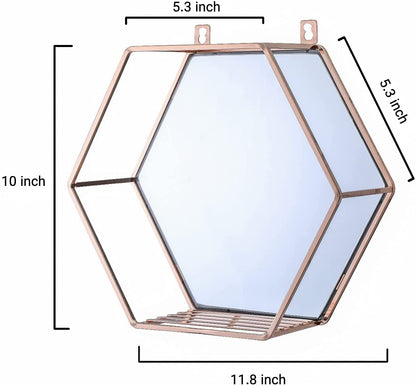 Hexagon Hanging Mirror for Home Decoration (Rose Gold Color)-Health &amp; Beauty &gt; Makeup Mirrors-PEROZ Accessories