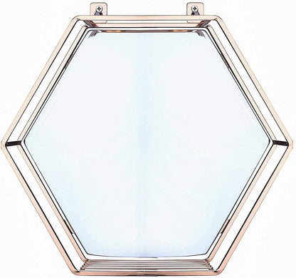 Hexagon Hanging Mirror for Home Decoration (Rose Gold Color)-Health &amp; Beauty &gt; Makeup Mirrors-PEROZ Accessories