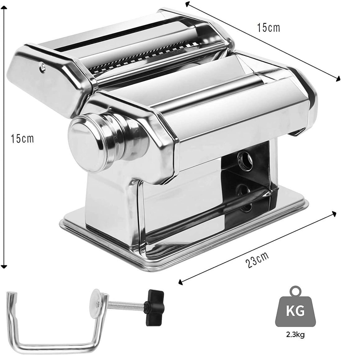 Pasta Maker Manual Steel Machine with 8 Adjustable Thickness Settings-Appliances &gt; Kitchen Appliances-PEROZ Accessories