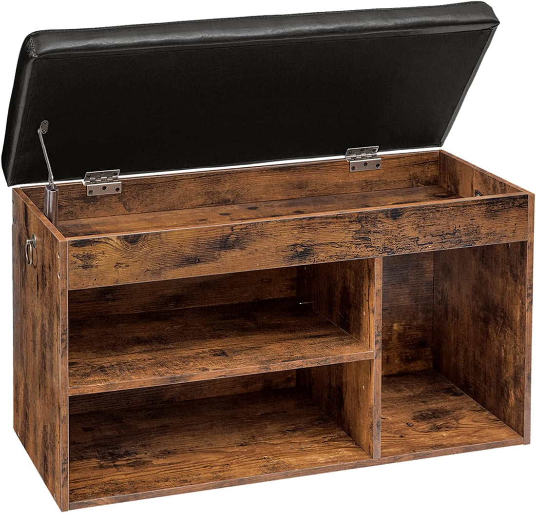 Shoe Storage Bench with Padded Cushion,Flip-Open Storage Box and Adjustable Shelf for Entryway and Living Room-Furniture &gt; Living Room-PEROZ Accessories