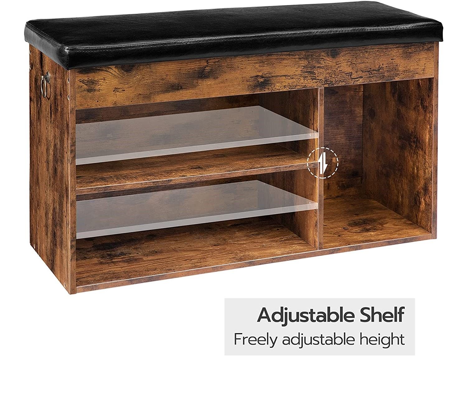 Shoe Storage Bench with Padded Cushion,Flip-Open Storage Box and Adjustable Shelf for Entryway and Living Room-Furniture &gt; Living Room-PEROZ Accessories