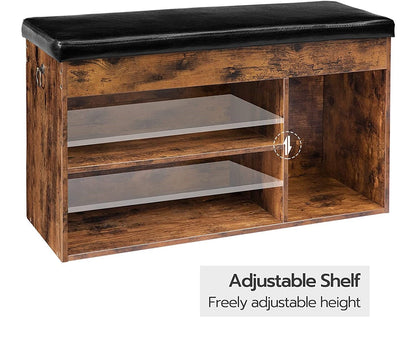 Shoe Storage Bench with Padded Cushion,Flip-Open Storage Box and Adjustable Shelf for Entryway and Living Room-Furniture &gt; Living Room-PEROZ Accessories