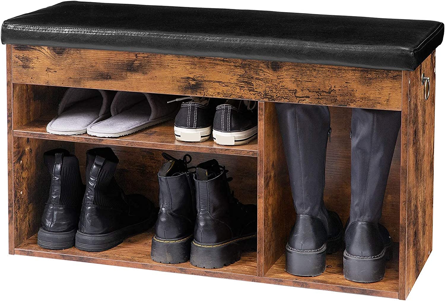 Shoe Storage Bench with Padded Cushion,Flip-Open Storage Box and Adjustable Shelf for Entryway and Living Room-Furniture &gt; Living Room-PEROZ Accessories