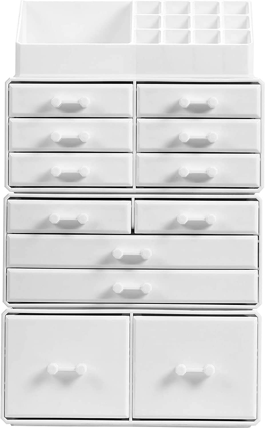 Makeup Cosmetic Organizer Storage with 12 Drawers Display Boxes (White)-Health &amp; Beauty &gt; Cosmetic Storage-PEROZ Accessories