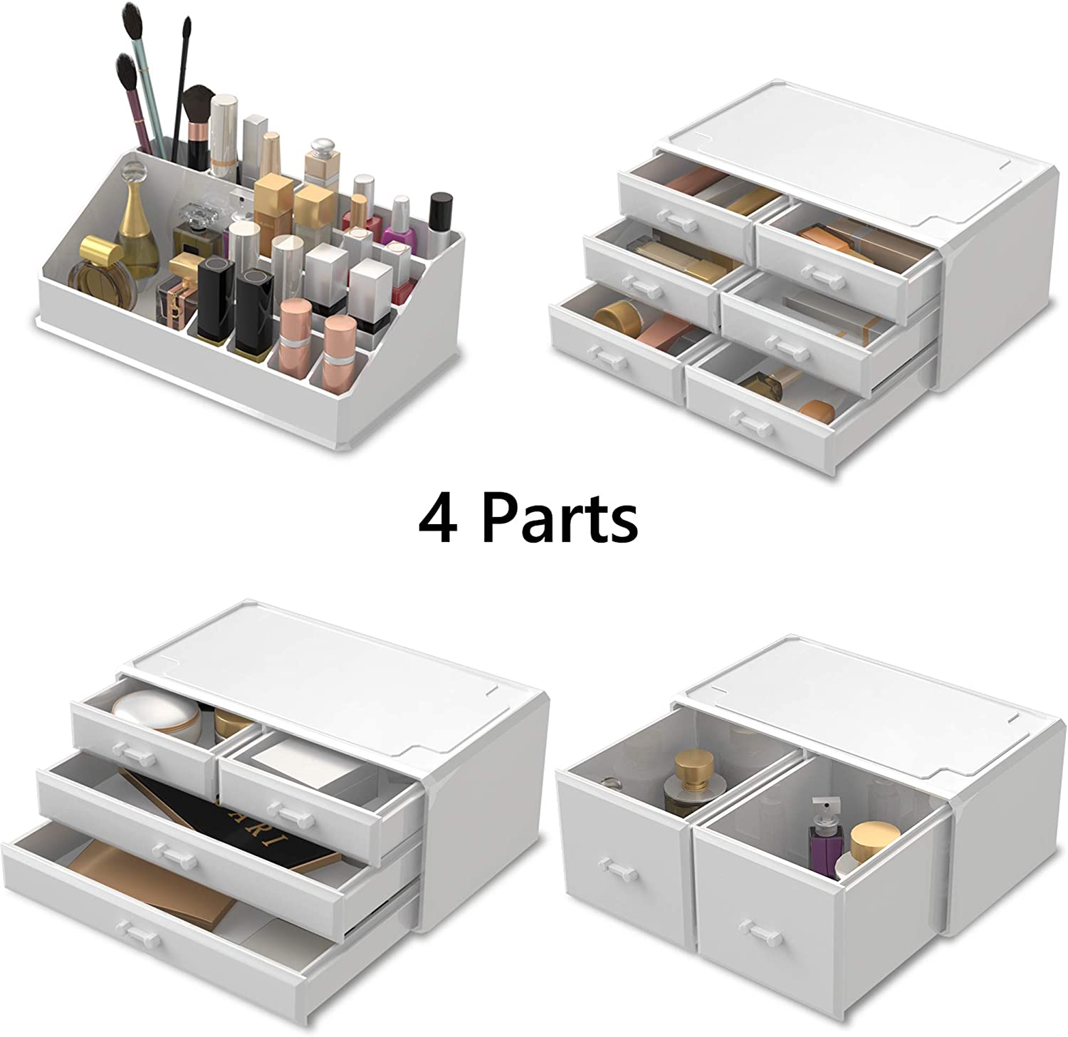 Makeup Cosmetic Organizer Storage with 12 Drawers Display Boxes (White)-Health &amp; Beauty &gt; Cosmetic Storage-PEROZ Accessories