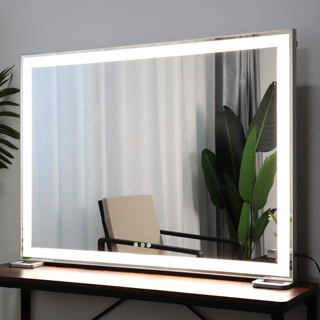 Large Hollywood Makeup Mirror 3 Modes Lighted and Smart Touch Control (92 x 68 cm)-Makeup Mirrors-PEROZ Accessories