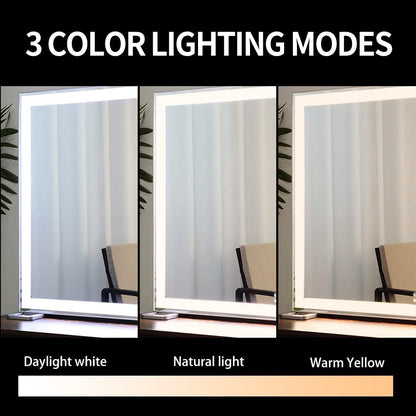 Large Hollywood Makeup Mirror 3 Modes Lighted and Smart Touch Control (92 x 68 cm)-Makeup Mirrors-PEROZ Accessories